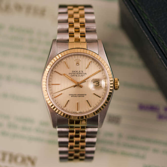 Rolex Datejust 36 16233 Champagne Tapestry Dial
