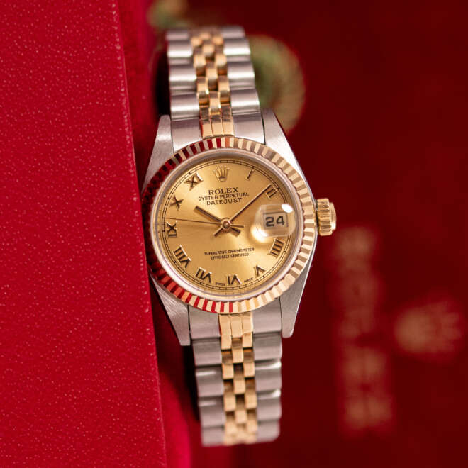 Rolex Datejust 26 79173 Champagne Cadran romain (Bucherer Swiss Papers)