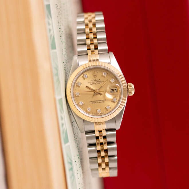 Rolex Datejust 26 69173 Champagne Diamond Dial Serv'26 (Bucherer papers)
