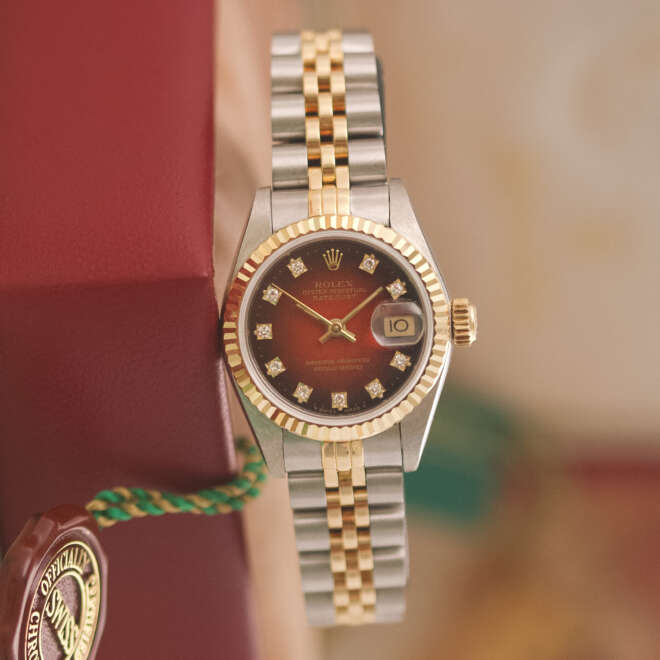 Rolex Datejust 26 69173G Red Vignette Diamond Dial