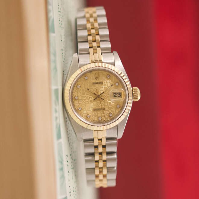 Rolex Datejust 26 69173, cadran champagne serti de diamants, Serv'26