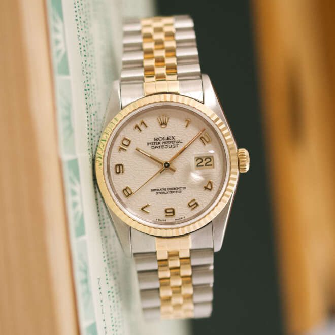 Rolex Datejust 36 16233, cadran « Jubilee » ivoire (documents Bucherer)